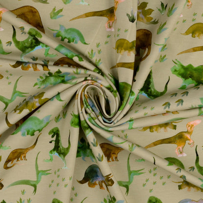 Baumwolljersey mit Dinosauriern