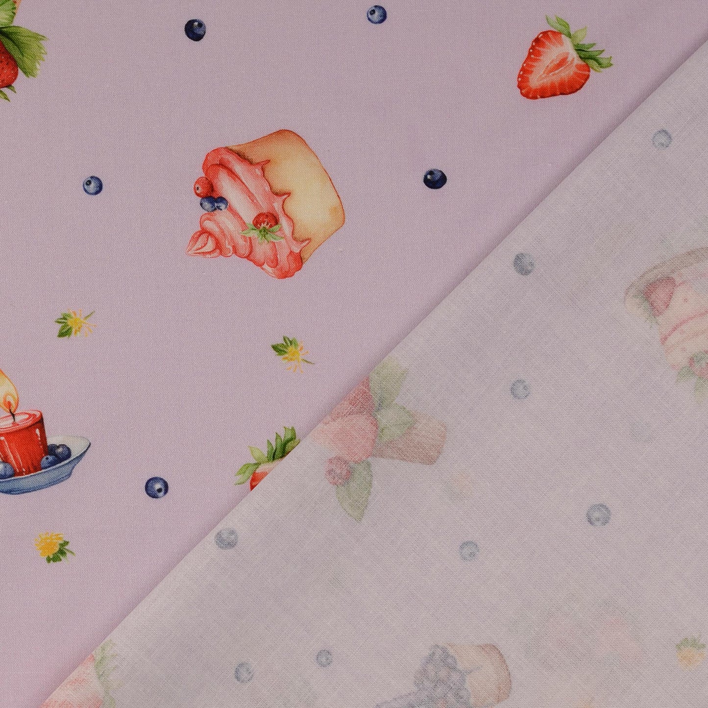 Tissu premium 100 % coton — cupcakes aux myrtilles