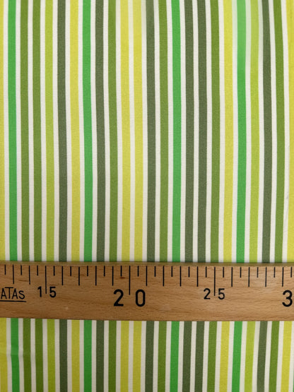 Italienischer 100% Seiden-Crêpe-Stoff – Grüne Streifen 55 g/m²