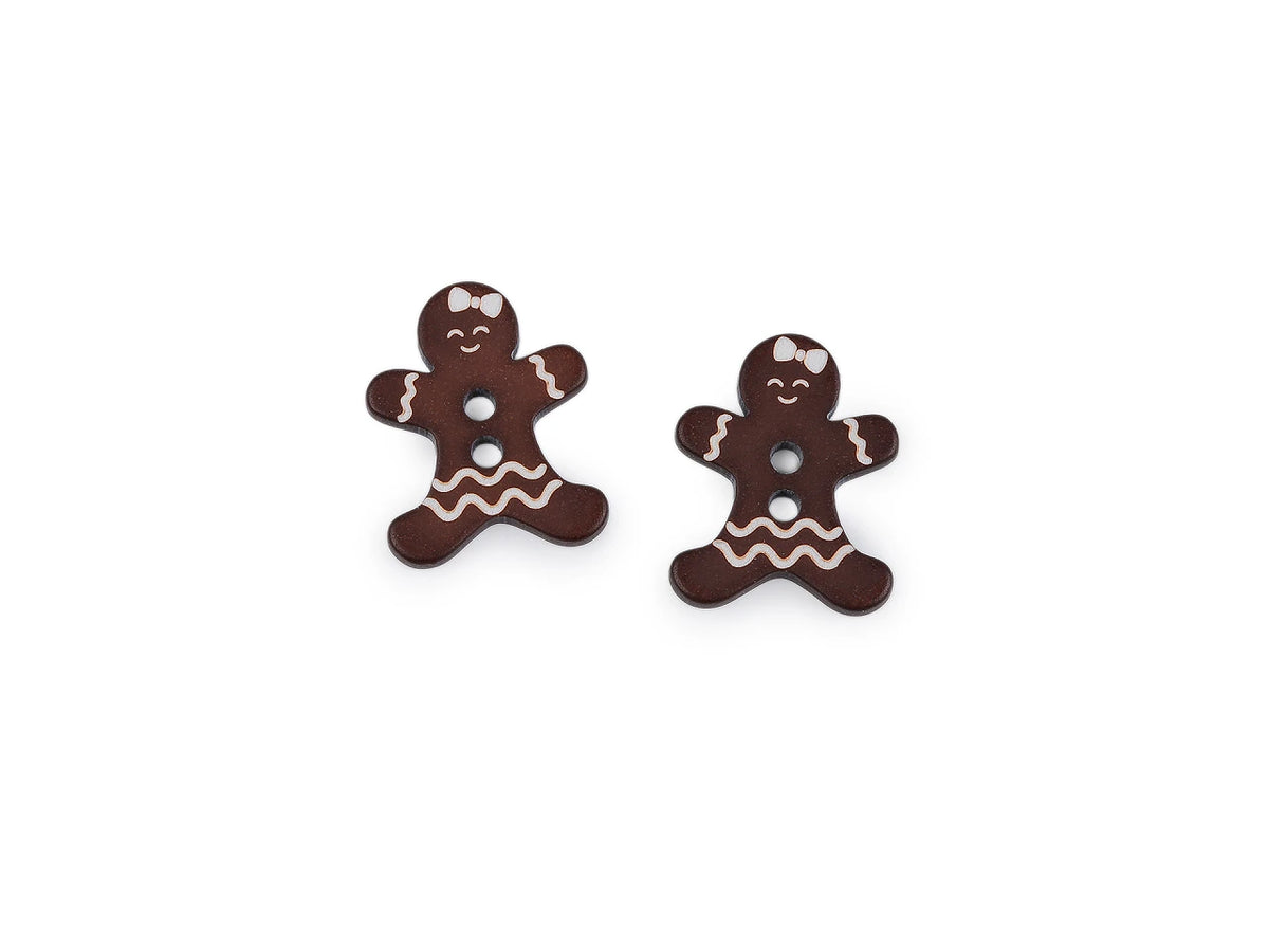 Boutons en bois 16 mm x 20 mm bonhomme en pain d'épice