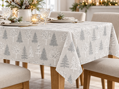 Toile canvas de Noël à sapins scintillants – gris clair