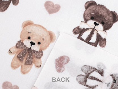Tissu 100 % coton – ours et cœurs