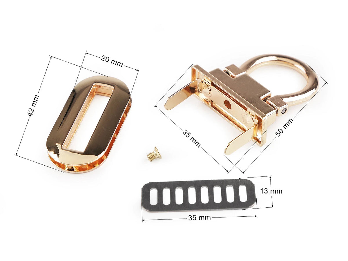 Fermoir de sac en métal 20 × 42 mm – couleur or