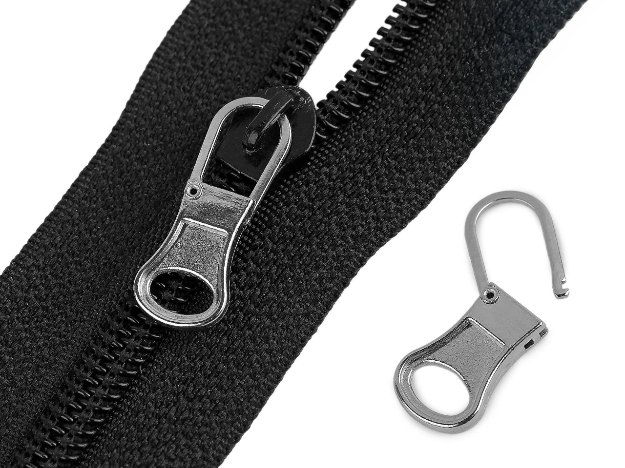Atverams metāla rāvējslēdzēja rokturis remontam – 10 × 27 mm