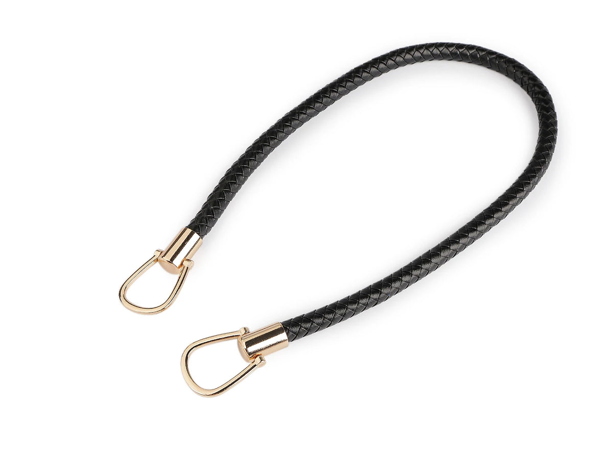Anse de sac tressée en similicuir – noir/doré, 70 cm