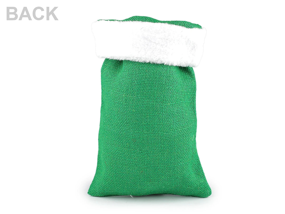 Sac cadeau de Noël en jute avec bordure duveteuse – 20 × 30 cm