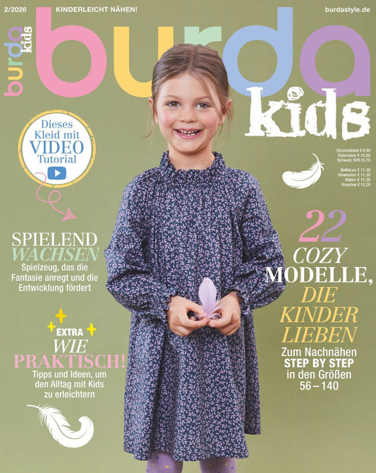 Burda Kids 02/2026 – magazine de couture pour enfants avec patrons, en allemand