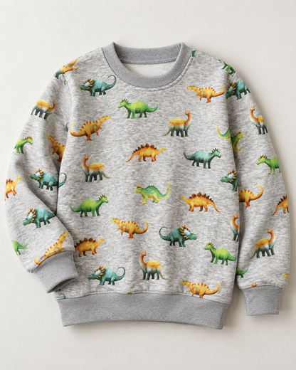 Maille chaude en coton | Alpen dinosaures en polaire sur fond gris