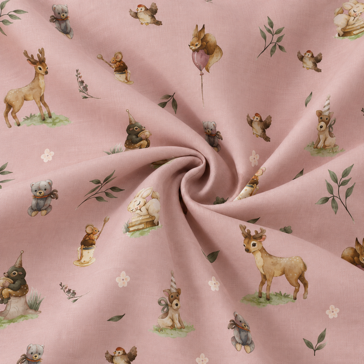 Flanelle 100 % coton à fleurs sur fond rose