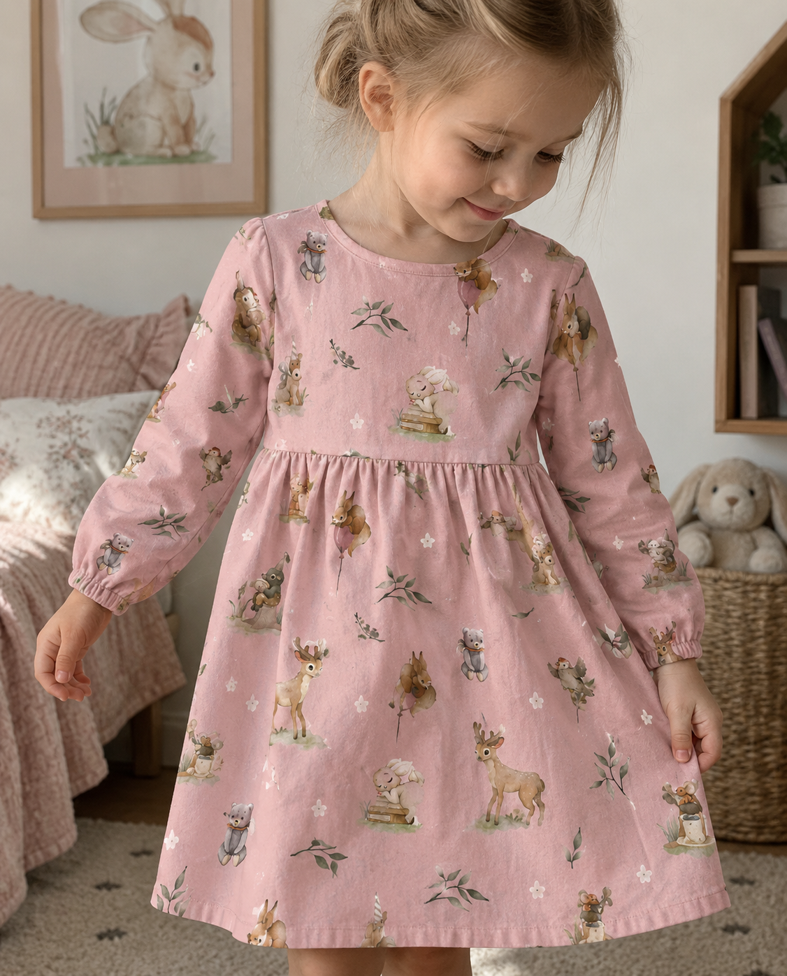 Flanelle 100 % coton à fleurs sur fond rose