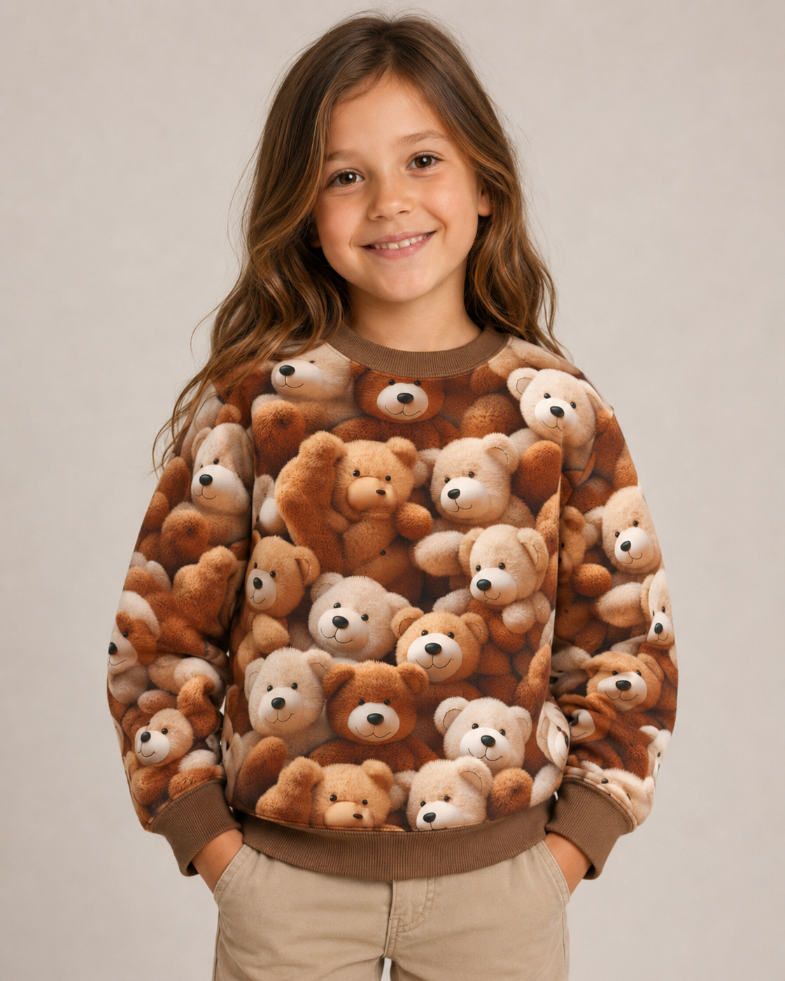 Tricot chaud, tissu Alpenfleece avec oursons