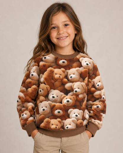 Tricot chaud, tissu Alpenfleece avec oursons