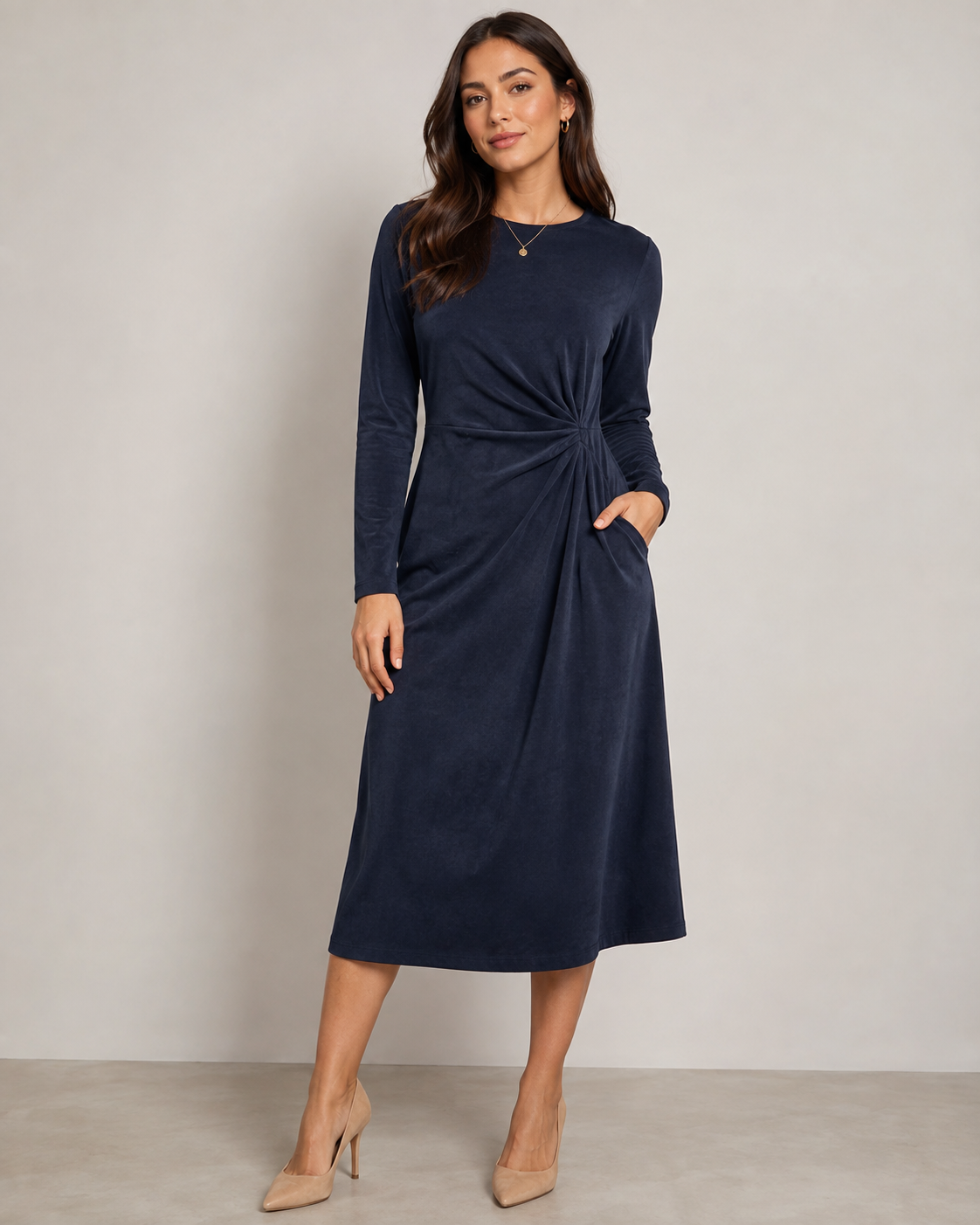Suede knit fabric - dark blue