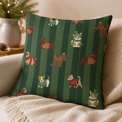 Tissu canevas - chiens en hiver 200 g/m²
