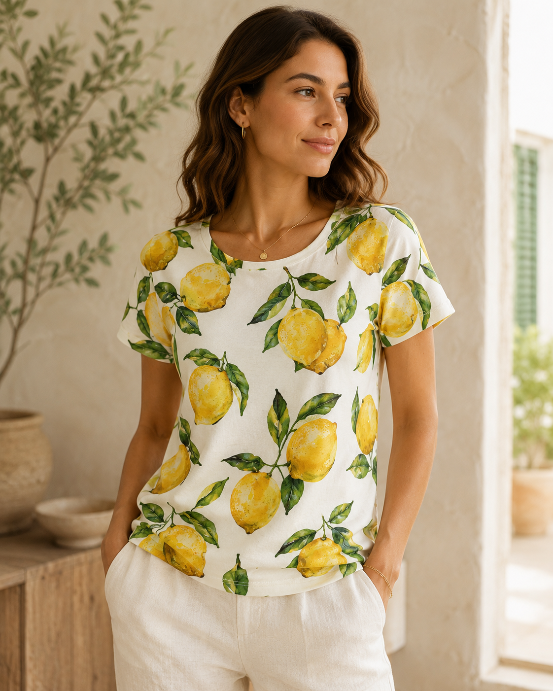 Jersey en coton - citrons 220 g/m²