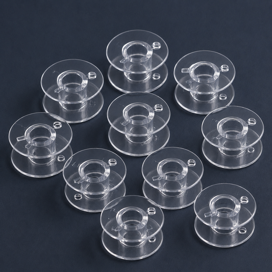 Plastic flat sewing machine bobbins Ø 20.4 mm, set of 10 pcs.