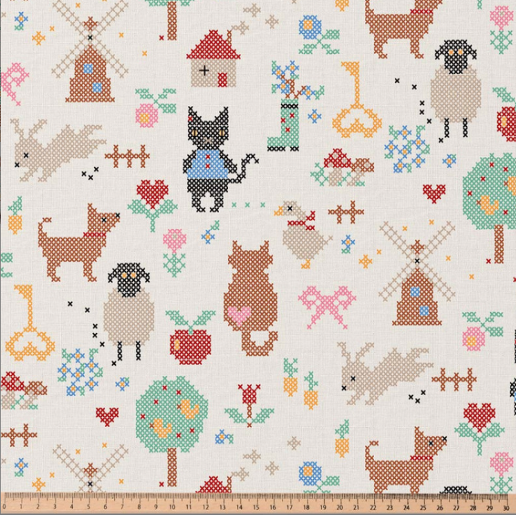 Premium 100% kokvilnas audums-krustdūrieni