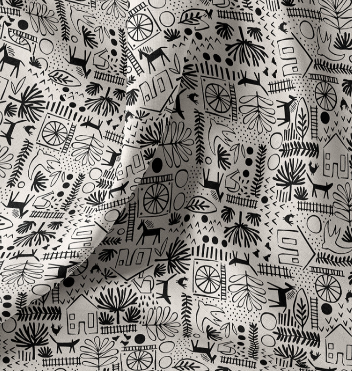 Popeline à motif noir et blanc