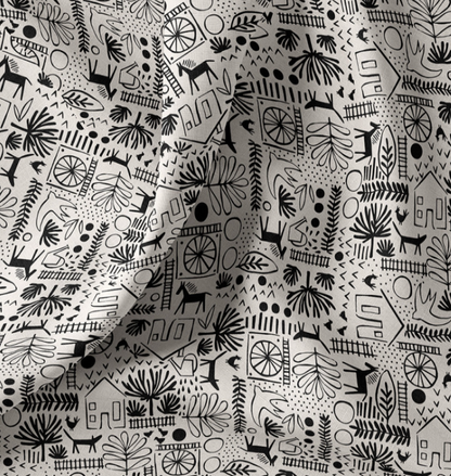 Popeline à motif noir et blanc