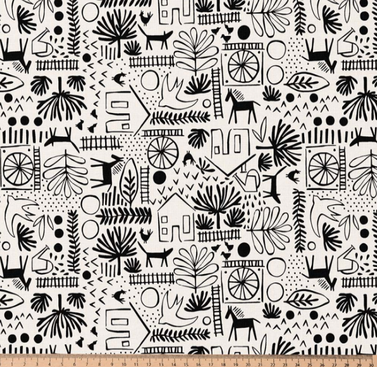 Popeline à motif noir et blanc