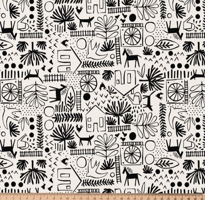 Popeline à motif noir et blanc