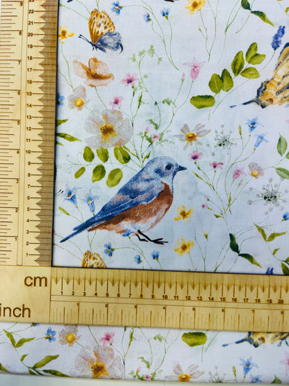 Tissu 100 % coton – prairie et oiseau