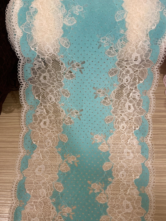 Elastīgā mežģīne 22 cm-lagūnas zilais