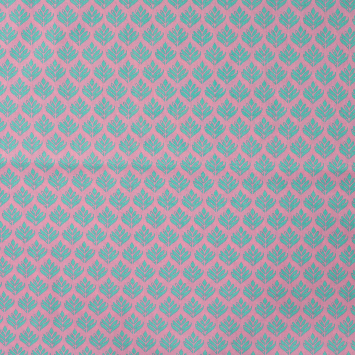 Tissu premium 100 % coton - Feuilles turquoise