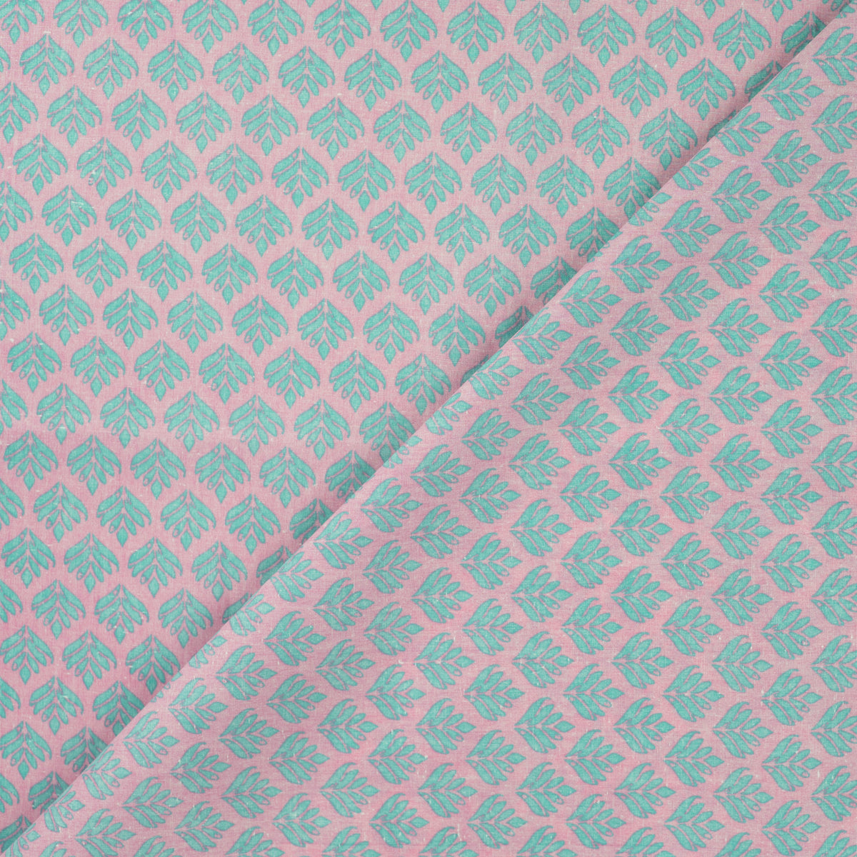 Tissu premium 100 % coton - Feuilles turquoise