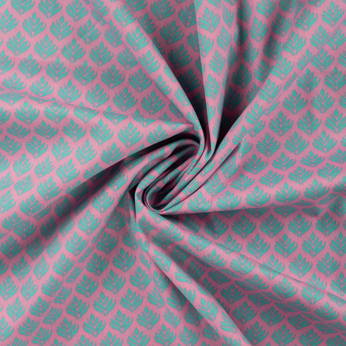 Tissu premium 100 % coton - Feuilles turquoise