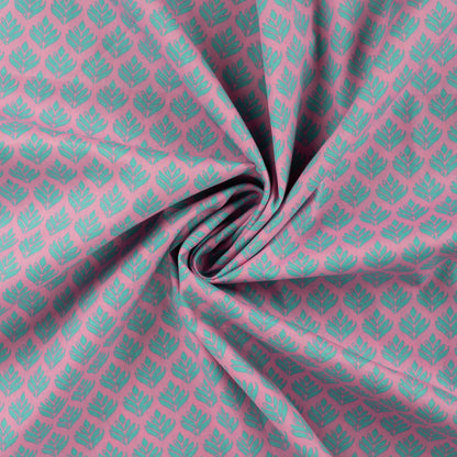 Tissu premium 100 % coton - Feuilles turquoise
