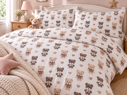 Tissu 100 % coton – ours et cœurs
