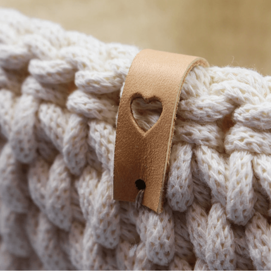 Leather label with heart-shaped cutout tone #1