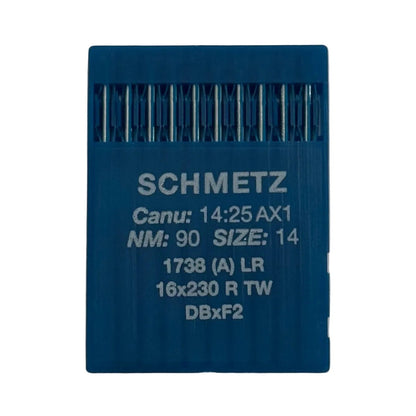 Image avec aiguilles pour machines à coudre industrielles SCHMETZ DBx1 LR - cuir (10 p.) – disponible chez Šarlotes audumi