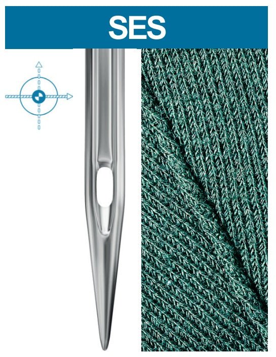 Image des aiguilles pour machines à coudre industrielles SCHMETZ DBx1 SES SERV 7 – pour maille et vêtements de sport (10 pièces) – disponible chez Šarlotes audumi