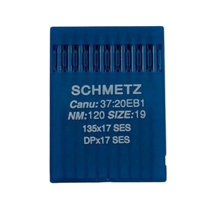 Image des aiguilles industrielles SCHMETZ DPX17 SES pour machines à coudre – pour la maille et les vêtements de sport (10 pièces) – disponible chez Šarlotes audumi