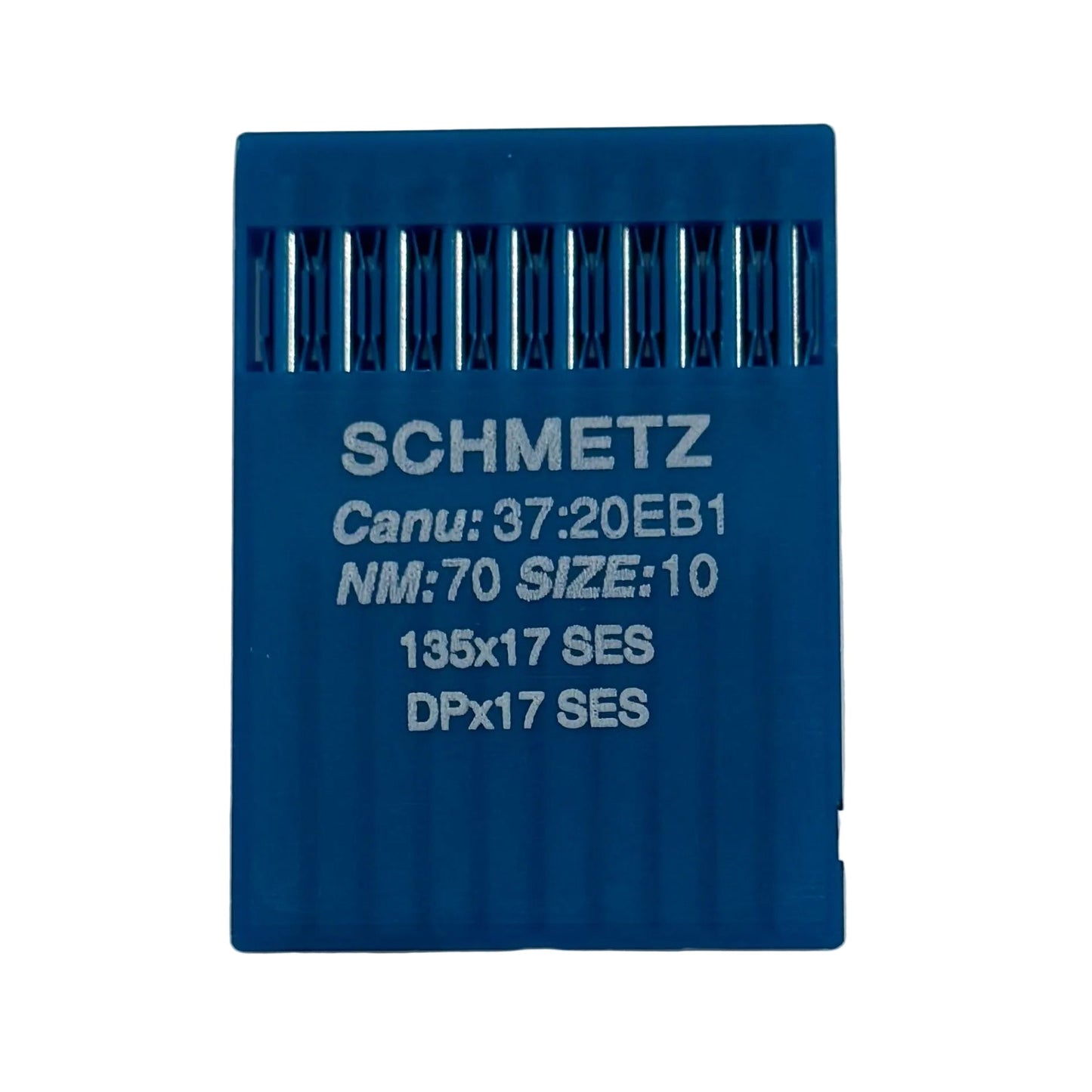 Attēls avec les aiguilles pour machines à coudre industrielles SCHMETZ DPX17 SES – pour la maille et les vêtements de sport (10 pcs) – disponible chez Charlotte Audumi