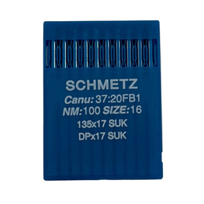 Image des aiguilles pour machines à coudre industrielles SCHMETZ DPX17 SUK – pour la maille et le jean (10 pièces) – disponible chez Šarlotes audumi