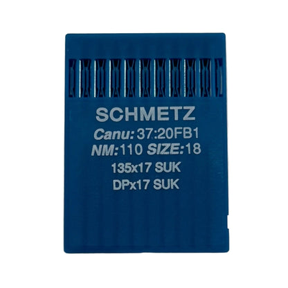 Image des aiguilles pour machines à coudre industrielles SCHMETZ DPX17 SUK – pour la maille et le jean (10 pièces) – disponibles chez Šarlotes audumi