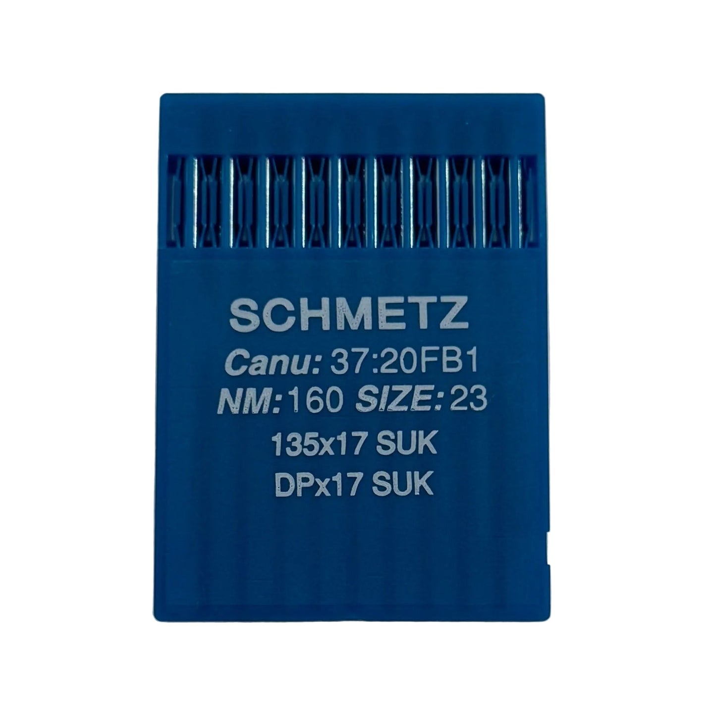 Image avec des aiguilles pour machines à coudre industrielles SCHMETZ DPX17 SUK – pour maille et jean (10 pcs) – disponible chez Šarlotes audumi