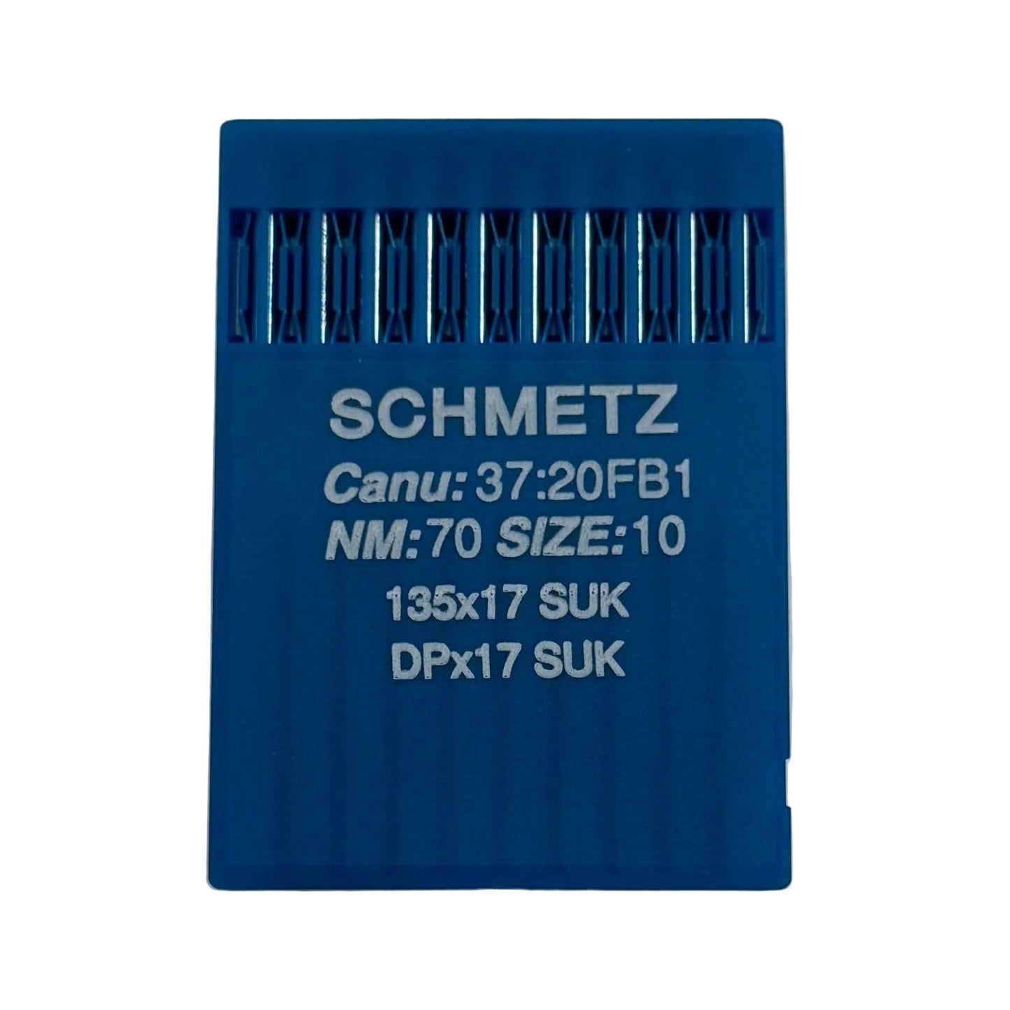 Image des aiguilles pour machines à coudre industrielles SCHMETZ DPX17 SUK – pour la maille et le jean (10 pièces) – disponible chez Šarlotes audumi