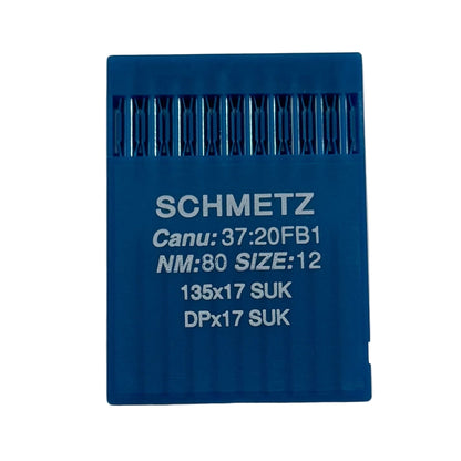 Image des aiguilles pour machines à coudre industrielles SCHMETZ DPX17 SUK – pour jersey et denim (10 pièces) – disponible chez Šarlotes audumi