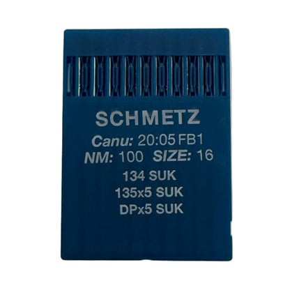 Image d'aiguilles pour machines à coudre industrielles SCHMETZ DPx5 SUK – pour maille et denim (10 pcs) – disponible chez Šarlotes audumi