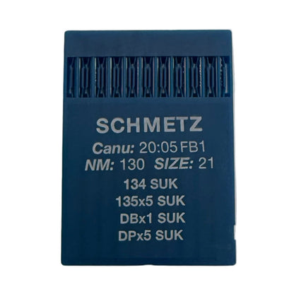 Image de machines à coudre industrielles à aiguilles SCHMETZ DPx5 SUK – pour maille et denim (10 pcs) – disponible chez Šarlotes audumi