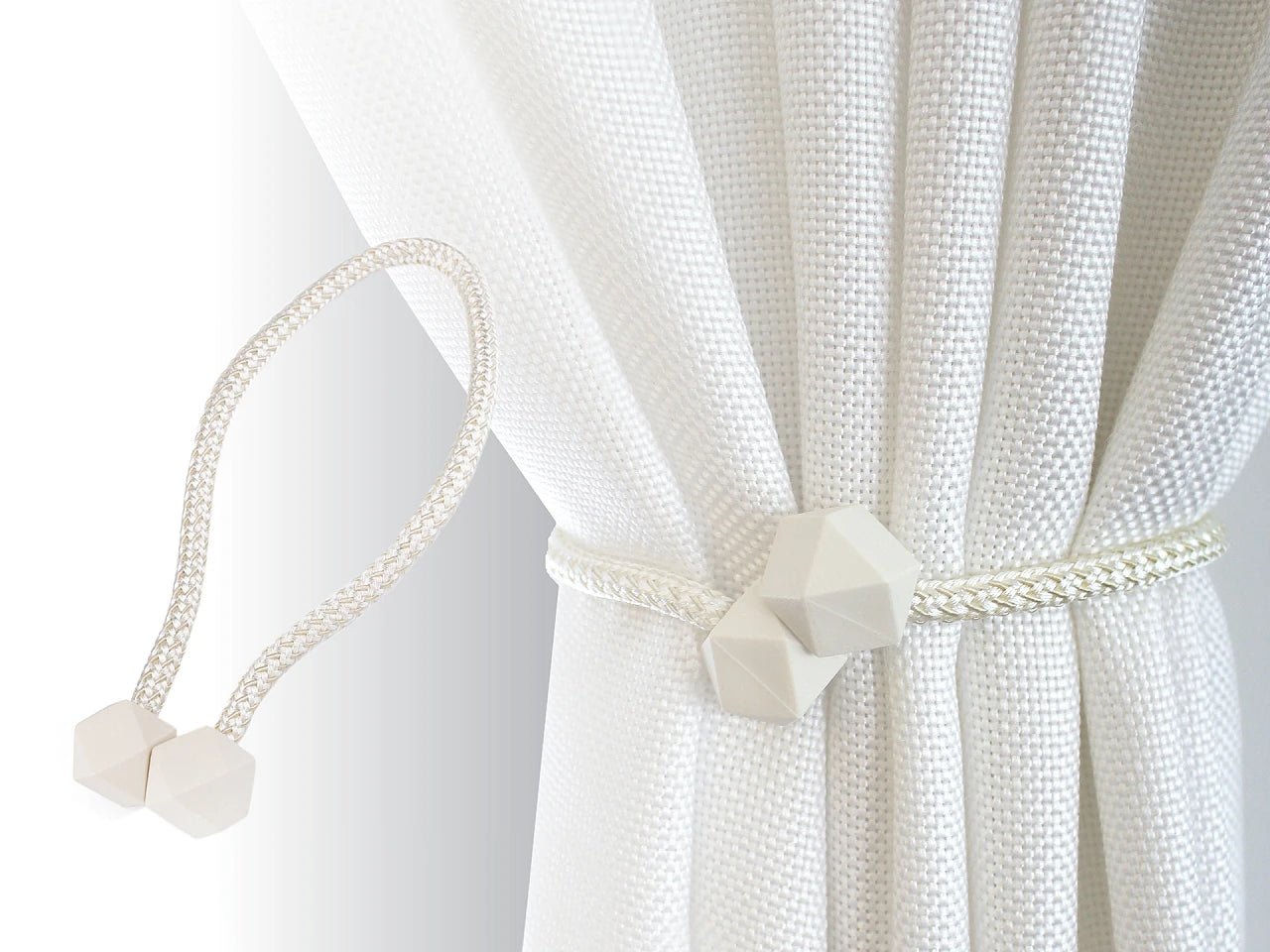 Pince à rideaux avec aimant - beige (lot de 2)