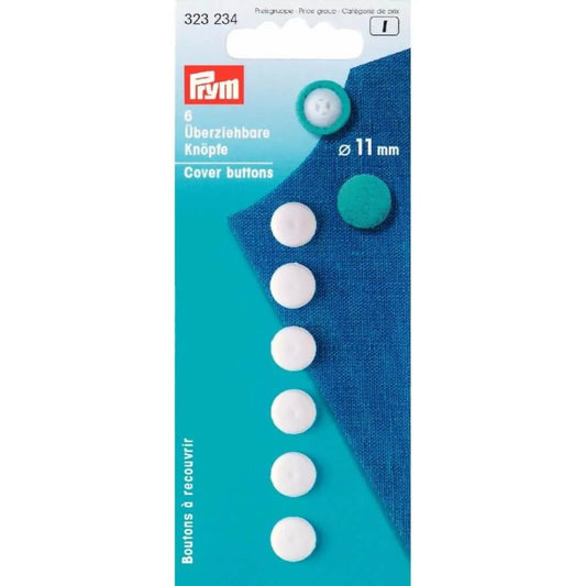 Image de boutons en plastique à recouvrir 11 mm, blancs Prym – disponibles chez Šarlotes audumi