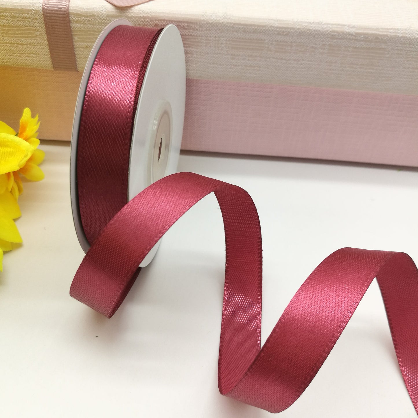 Ruban satin - rose victorien 38 mm (lot de 25 m)