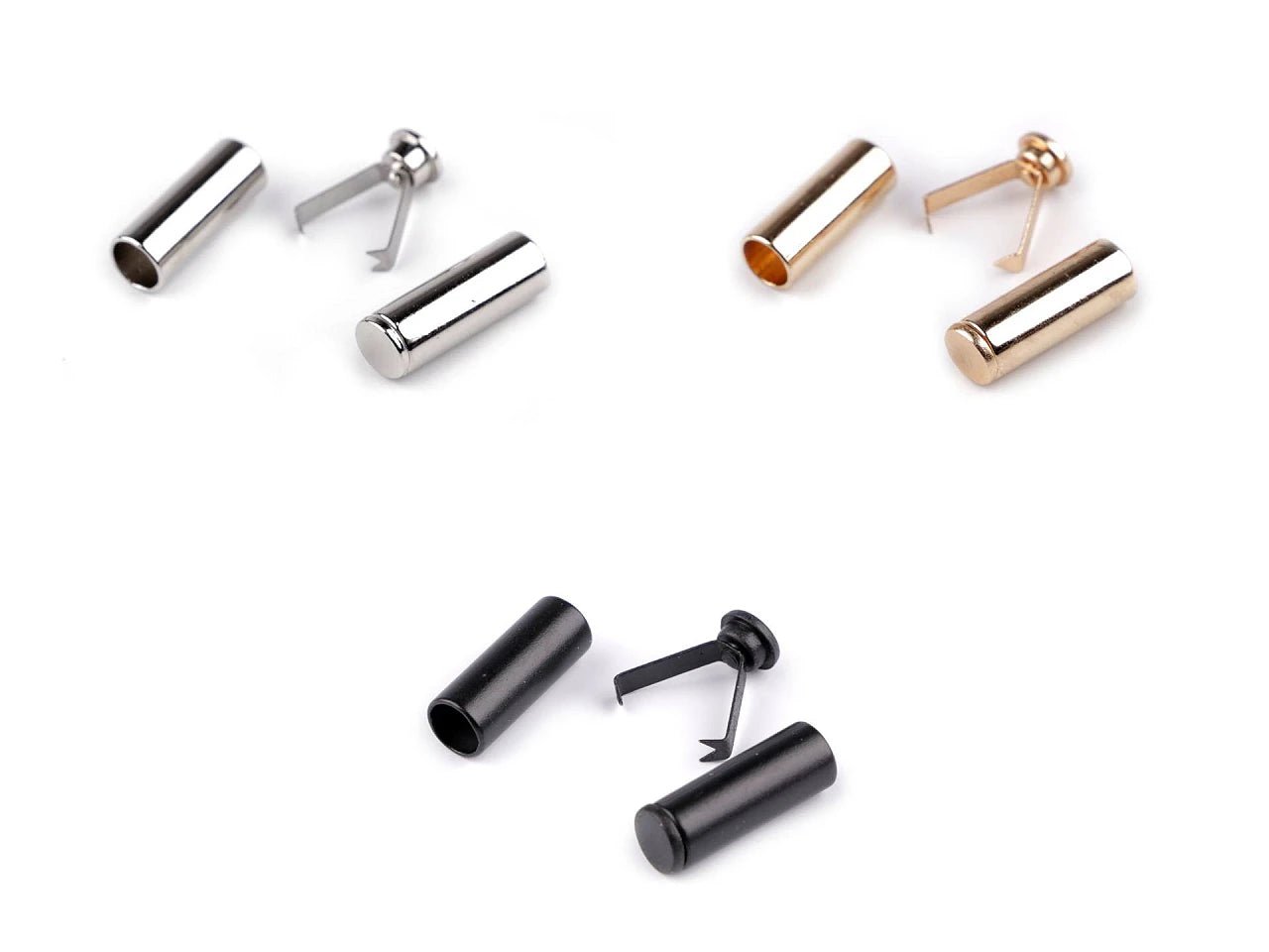 Metallendkappen für Schnur ⌀ 6 mm, schwarz (4 Stk. im Pack)