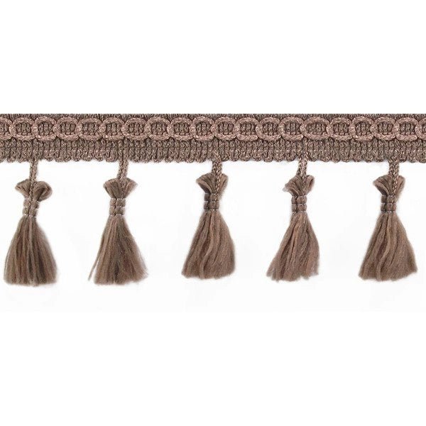 Image avec ruban à franges avec pompons 55 mm - beige foncé – disponible chez Šarlotes audumi