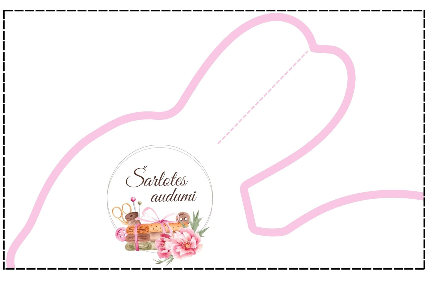 Image avec patron gratuit de coussin lapin (PDF) – disponible chez Šarlotes audumi
